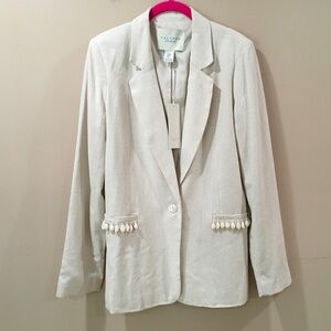 Calypso St. Barth Blazer Linen Blend Single Button Collared  Shells Womens M New